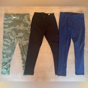 Kids Camouflage, Black, and Navy Leggings Trio